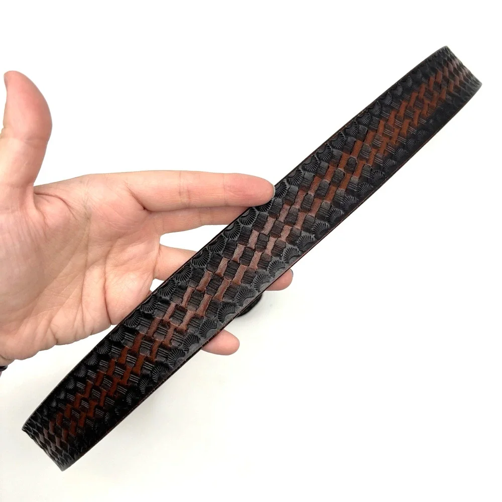 1980s Handmade Black Brown Ombre Leather Basketweave Tooled Western Belt 36 USA